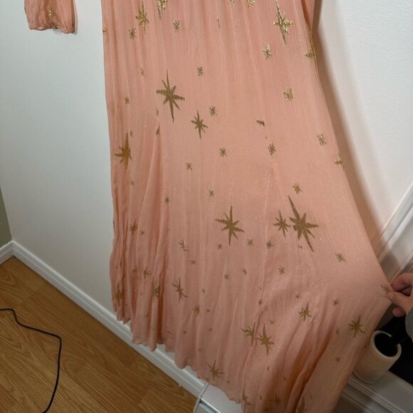 FOR Love & Lemons Pink Gilded  Start Maxi Dress Size Small - Picture 4 of 10